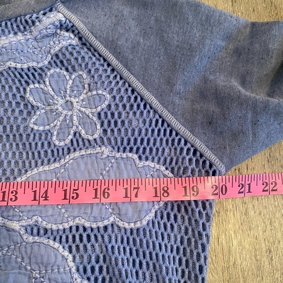 Lucky Brand | Lucky Lotus | Blue | Crochet | Terry Cloth Sweatshirt | Size:M - Picture 9 of 12